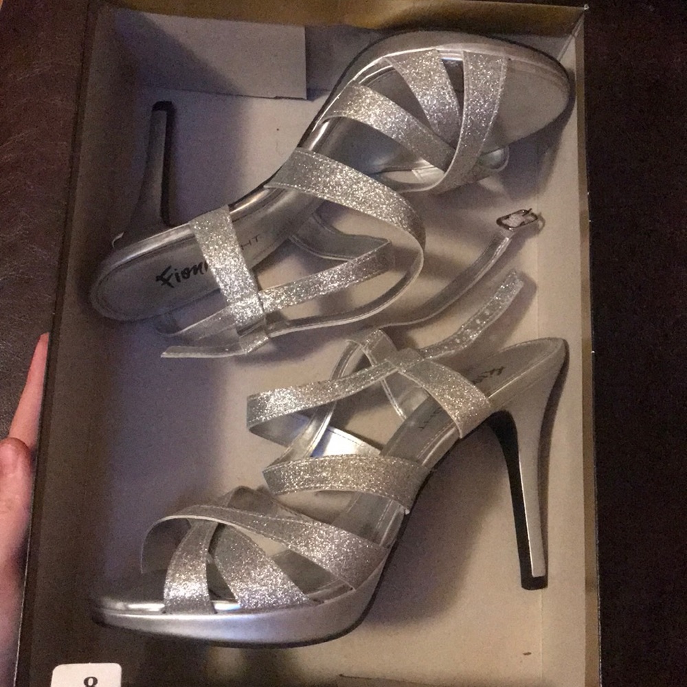 Silver glitter heels